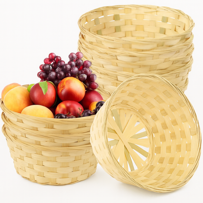 Runde Bambus Servierschalen Set – 10 Stück