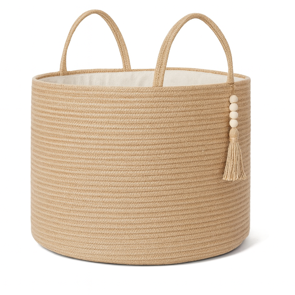 Handgefertigter Jute Aufbewahrungskorb mit Griffen