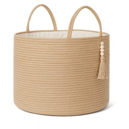 Handgefertigter Jute Aufbewahrungskorb mit Griffen