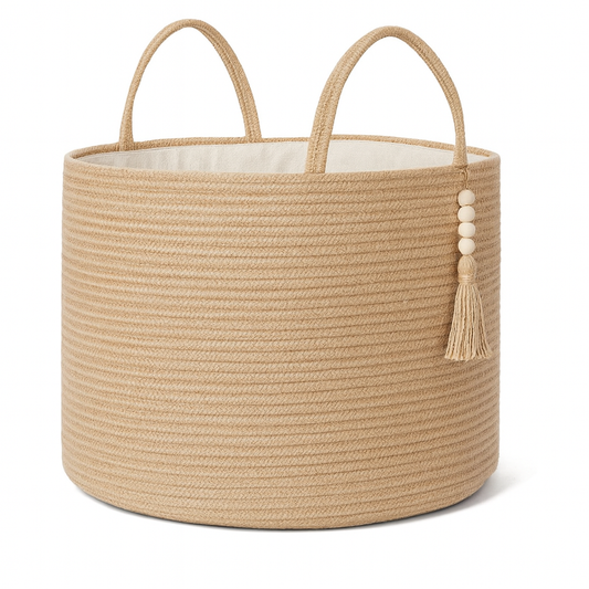 Handgefertigter Jute Aufbewahrungskorb mit Griffen