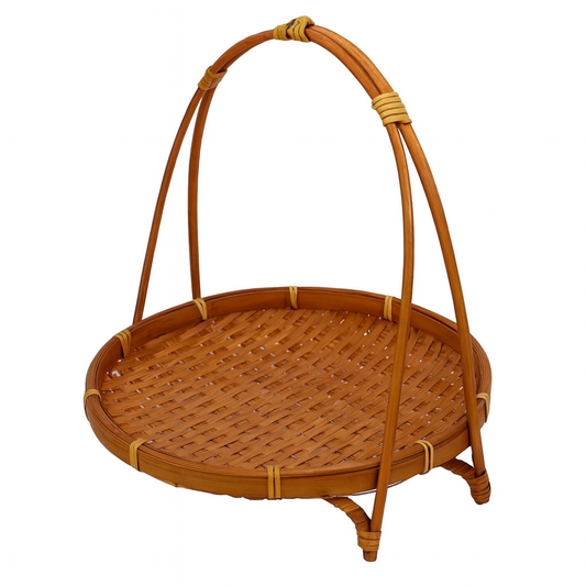 Rustikaler Bambus Obstkorb mit Griff