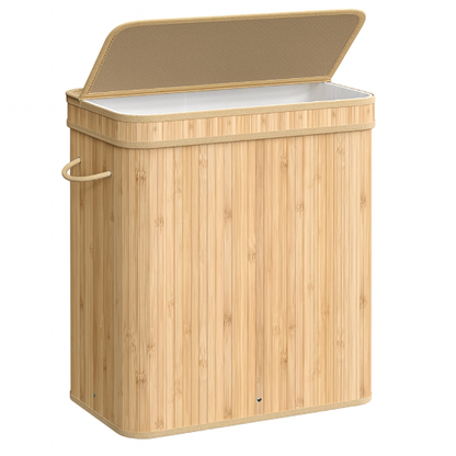 Faltbarer Wäschekorb aus Bambus mit Deckel