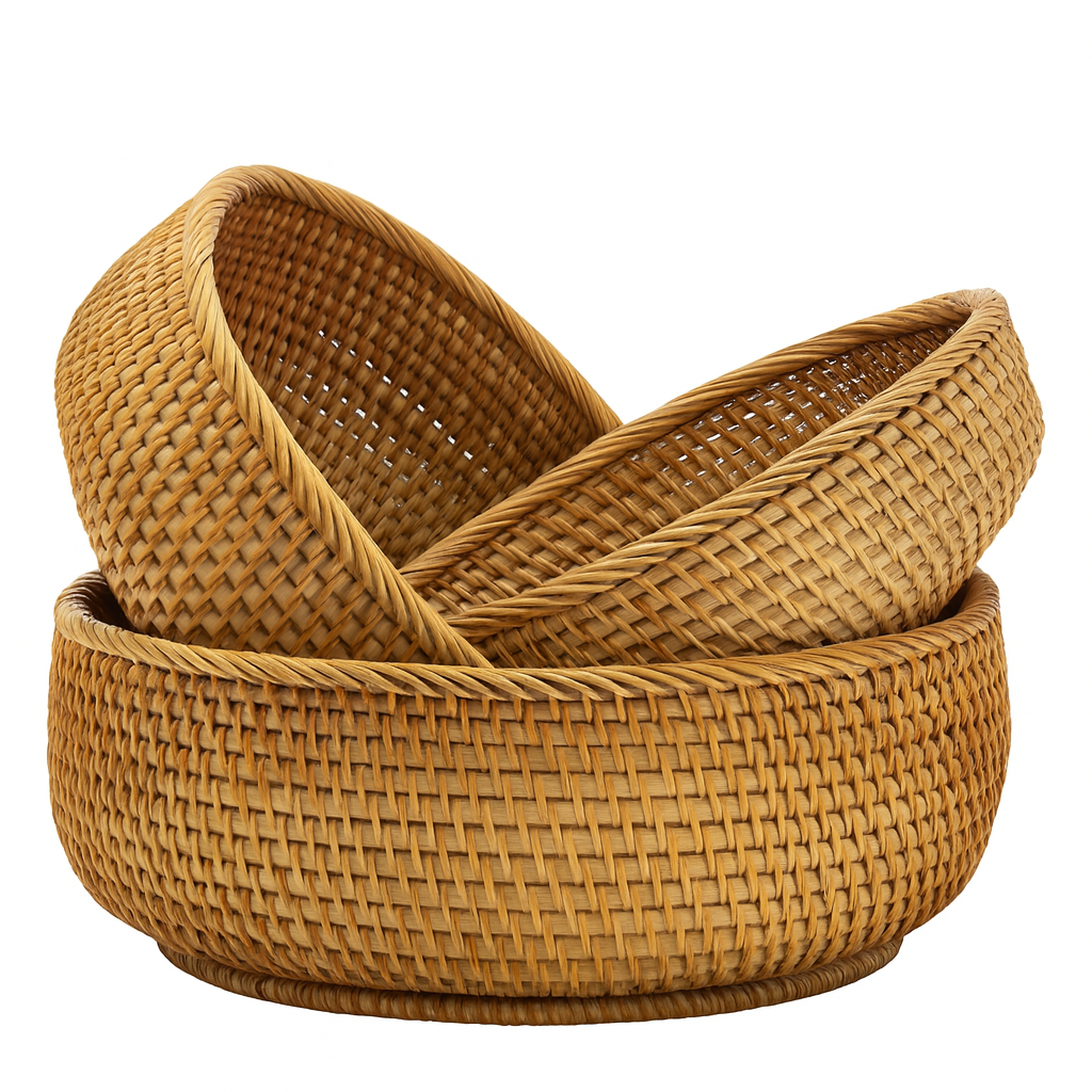 Handgeflochtene Rattan Obstkörbe Set
