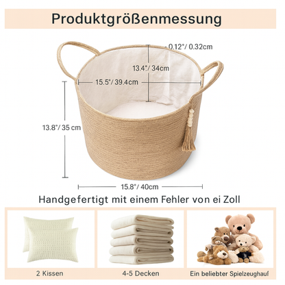 Handgefertigter Jute Aufbewahrungskorb mit Griffen