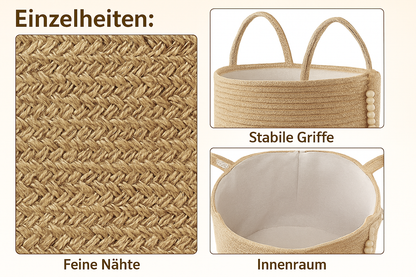Handgefertigter Jute Aufbewahrungskorb mit Griffen