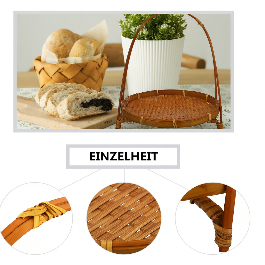 Rustikaler Bambus Obstkorb mit Griff