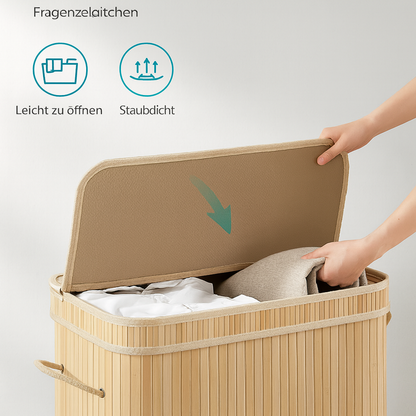 Faltbarer Wäschekorb aus Bambus mit Deckel