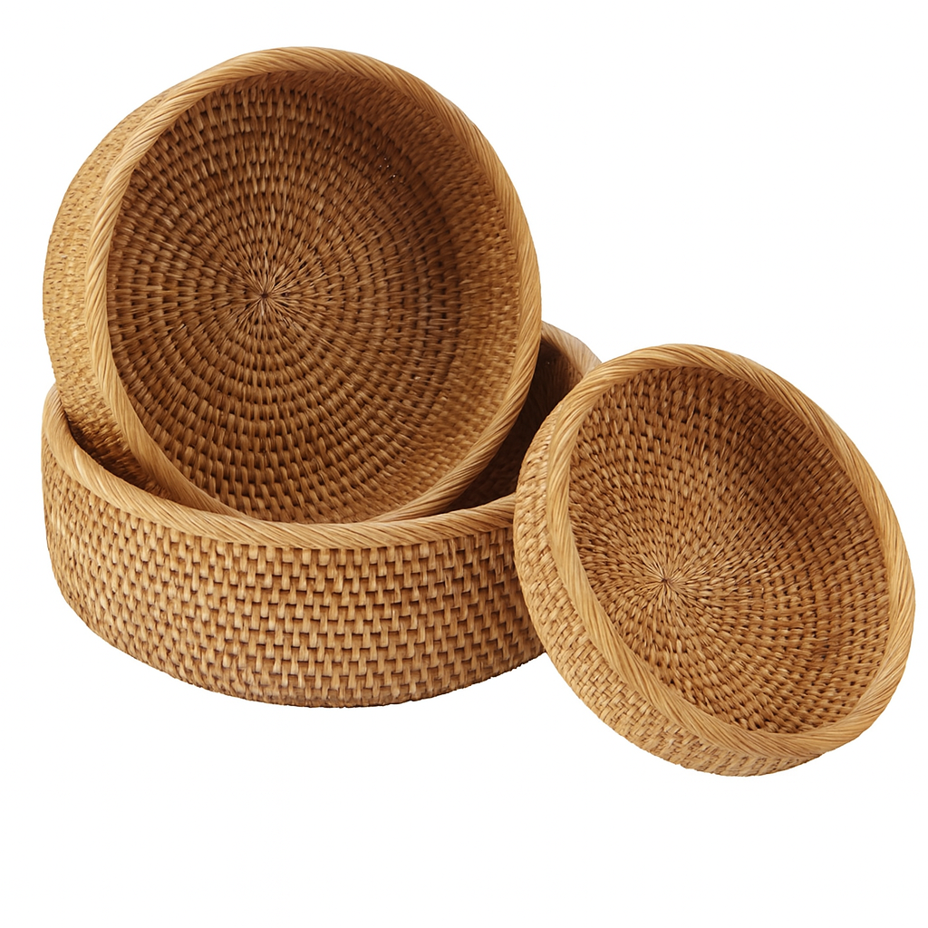 Handgeflochtene Rattan Obstkörbe Set