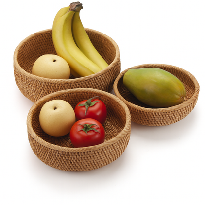 Handgeflochtene Rattan Obstkörbe Set