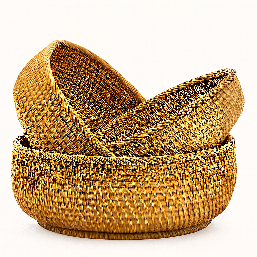 Handgeflochtene Rattan Obstkörbe Set