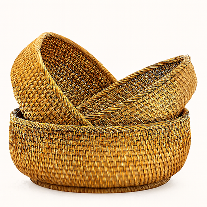 Handgeflochtene Rattan Obstkörbe Set