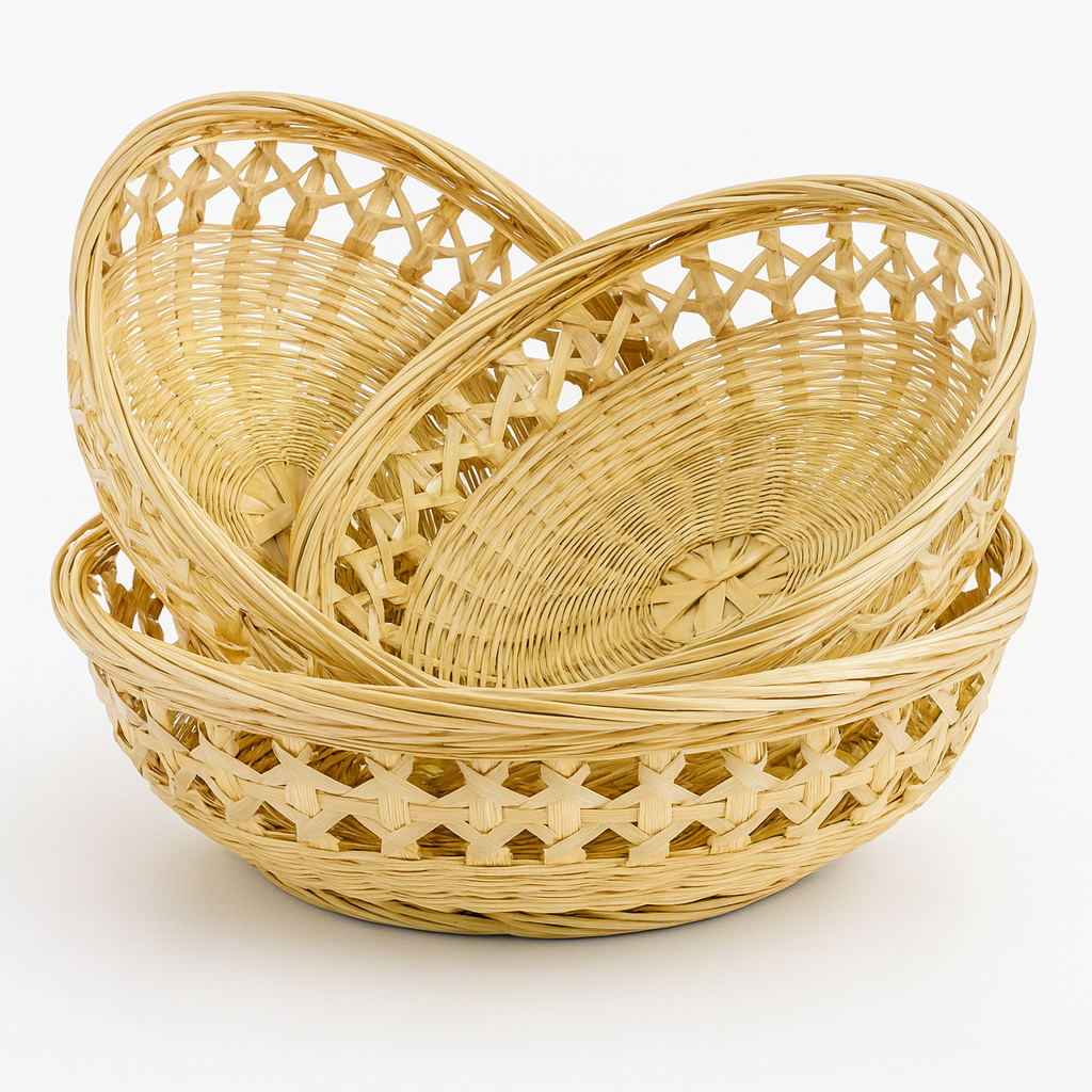 3er Set Handgeflochtene Bambus Servierkörbe