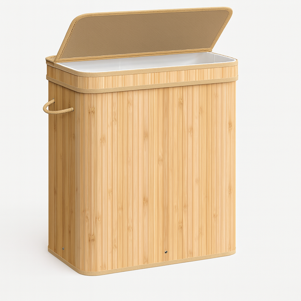 Faltbarer Wäschekorb aus Bambus mit Deckel