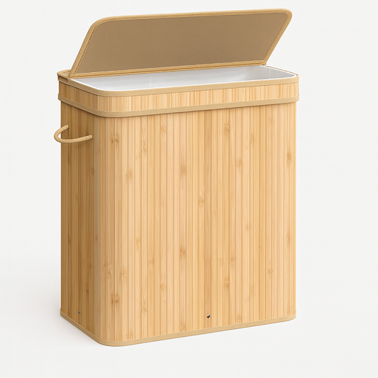 Faltbarer Wäschekorb aus Bambus mit Deckel