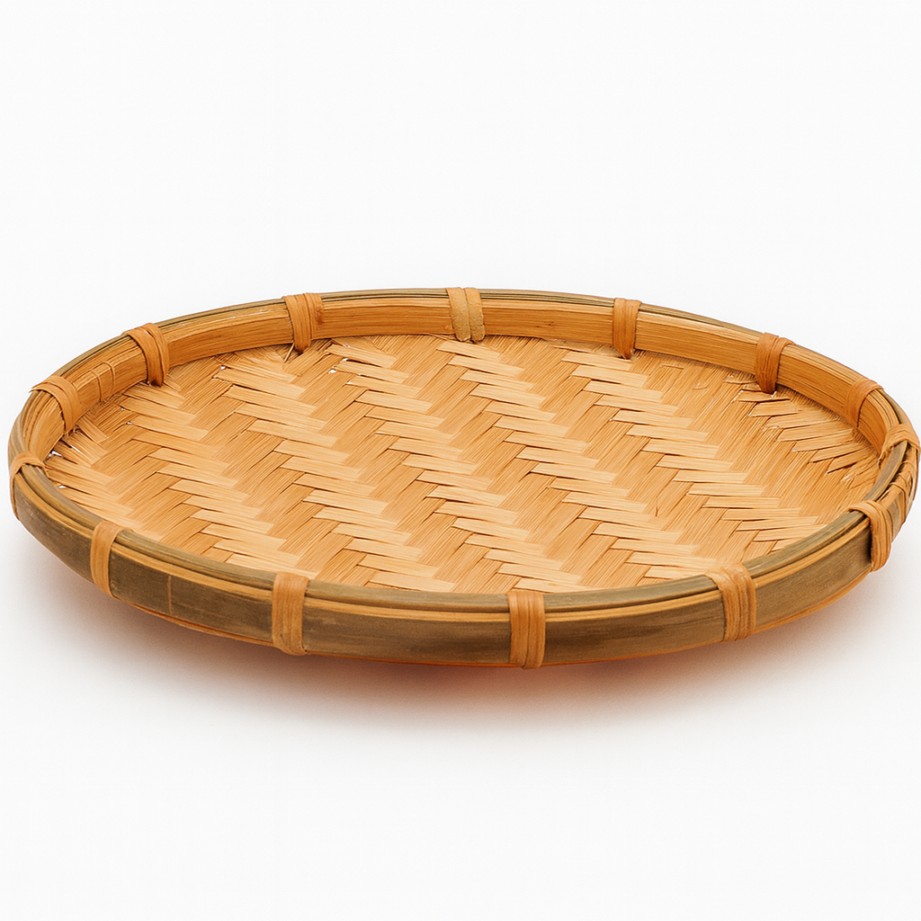 3er Set Handgeflochtene Bambus Serviertabletts