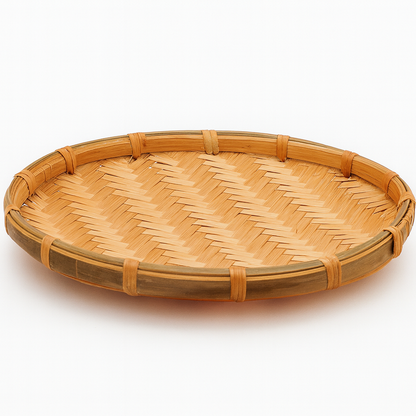 3er Set Handgeflochtene Bambus Serviertabletts