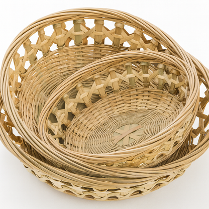 3er Set Handgeflochtene Bambus Servierkörbe